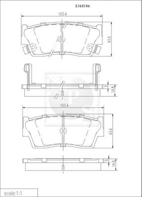 NPS S360I06 - Bremsbelagsatz, Scheibenbremse alexcarstop-ersatzteile.com