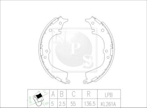 NPS T350A71 - Bremsbackensatz alexcarstop-ersatzteile.com