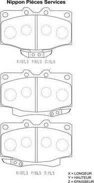 NPS T360A90 - Bremsbelagsatz, Scheibenbremse alexcarstop-ersatzteile.com