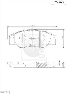 NPS T360A43 - Bremsbelagsatz, Scheibenbremse alexcarstop-ersatzteile.com