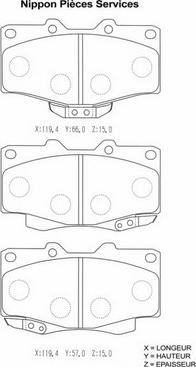 NPS T360A54 - Bremsbelagsatz, Scheibenbremse alexcarstop-ersatzteile.com