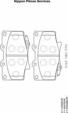 NPS T360A55 - Bremsbelagsatz, Scheibenbremse alexcarstop-ersatzteile.com