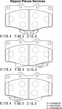 NPS T360A85 - Bremsbelagsatz, Scheibenbremse alexcarstop-ersatzteile.com