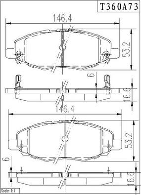 NPS T360A73 - Bremsbelagsatz, Scheibenbremse alexcarstop-ersatzteile.com