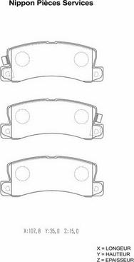 NPS T361A16 - Bremsbelagsatz, Scheibenbremse alexcarstop-ersatzteile.com