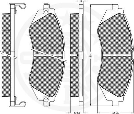 Optimal 10195 - Bremsbelagsatz, Scheibenbremse alexcarstop-ersatzteile.com