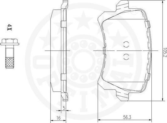 Optimal 12334 - Bremsbelagsatz, Scheibenbremse alexcarstop-ersatzteile.com