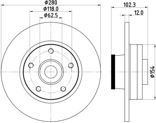 Pagid 54537 - Bremsscheibe alexcarstop-ersatzteile.com