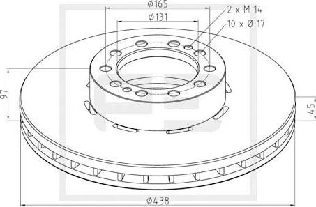 PE Automotive 256.010-00A - Bremsscheibe alexcarstop-ersatzteile.com