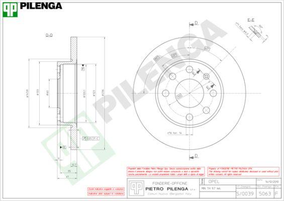 Pilenga 5063 - Bremsscheibe alexcarstop-ersatzteile.com