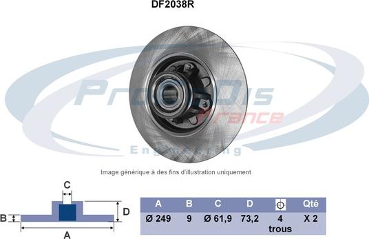 Procodis France DF2038R - Bremsscheibe alexcarstop-ersatzteile.com