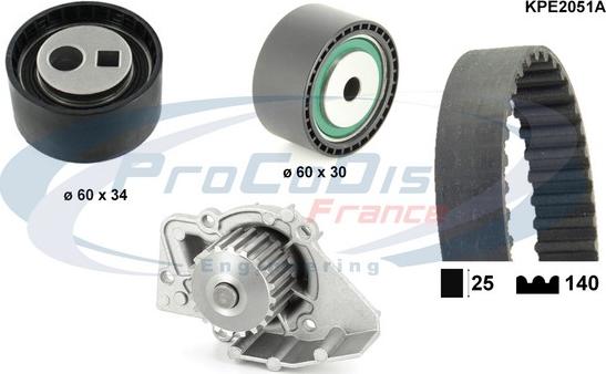 Procodis France KPE2051A - Wasserpumpe + Zahnriemensatz alexcarstop-ersatzteile.com