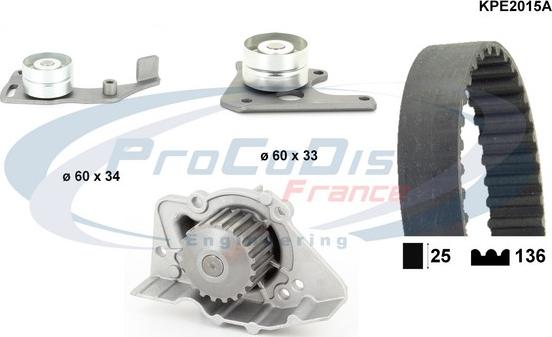 Procodis France KPE2015A - Wasserpumpe + Zahnriemensatz alexcarstop-ersatzteile.com