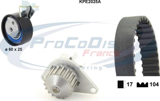 Procodis France KPE2025A - Wasserpumpe + Zahnriemensatz alexcarstop-ersatzteile.com