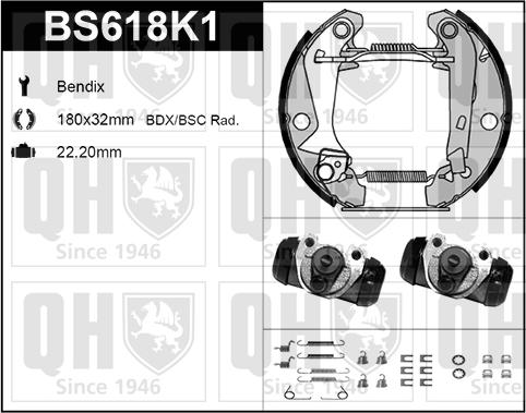 Quinton Hazell BS618K1 - Bremsbackensatz alexcarstop-ersatzteile.com