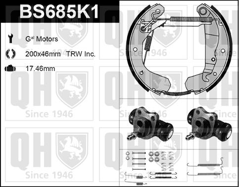 Quinton Hazell BS685K1 - Bremsbackensatz alexcarstop-ersatzteile.com