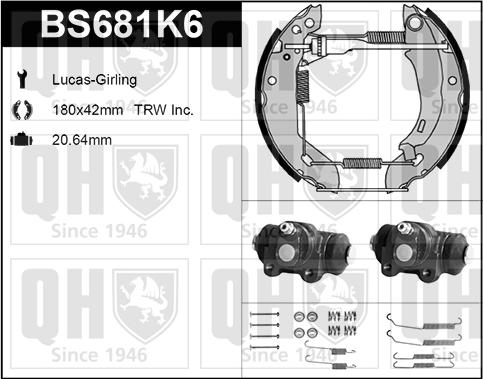 Quinton Hazell BS681K6 - Bremsbackensatz alexcarstop-ersatzteile.com