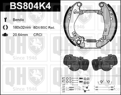 Quinton Hazell BS804K4 - Bremsbackensatz alexcarstop-ersatzteile.com