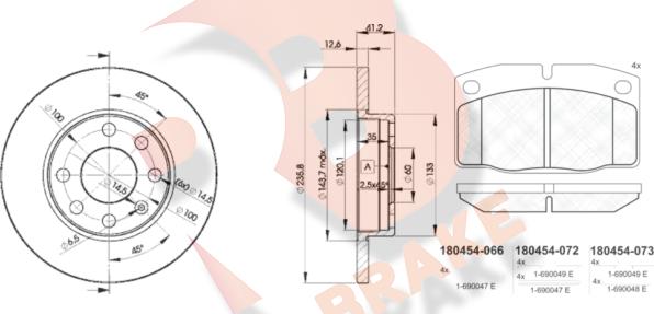 R Brake 3R04541240 - Bremsensatz, Scheibenbremse alexcarstop-ersatzteile.com