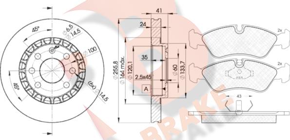 R Brake 3R07589042 - Bremsensatz, Scheibenbremse alexcarstop-ersatzteile.com