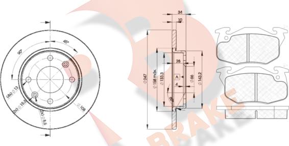 R Brake 3R11204689 - Bremsensatz, Scheibenbremse alexcarstop-ersatzteile.com