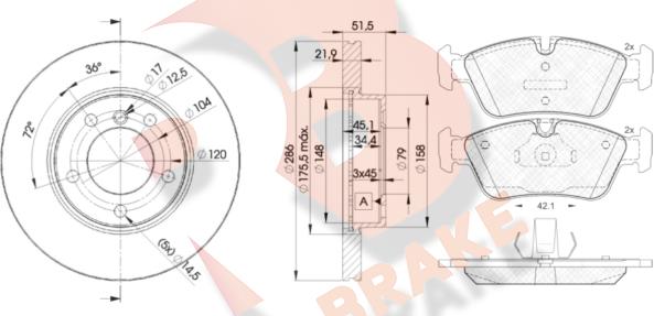 R Brake 3R12950674 - Bremsensatz, Scheibenbremse alexcarstop-ersatzteile.com