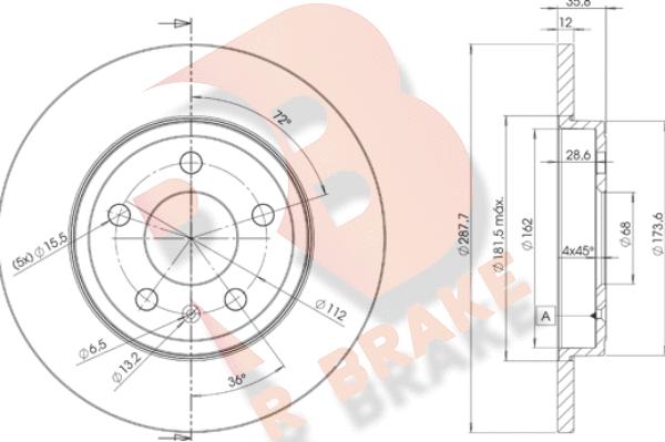 R Brake 78RBD25316 - Bremsscheibe alexcarstop-ersatzteile.com