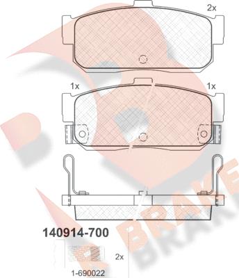 R Brake RB0914-700 - Bremsbelagsatz, Scheibenbremse alexcarstop-ersatzteile.com