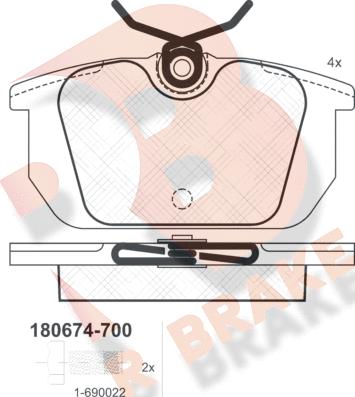 R Brake RB0674-700 - Bremsbelagsatz, Scheibenbremse alexcarstop-ersatzteile.com