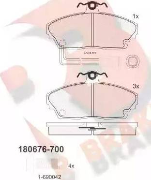 R Brake RB0676-700 - Bremsbelagsatz, Scheibenbremse alexcarstop-ersatzteile.com