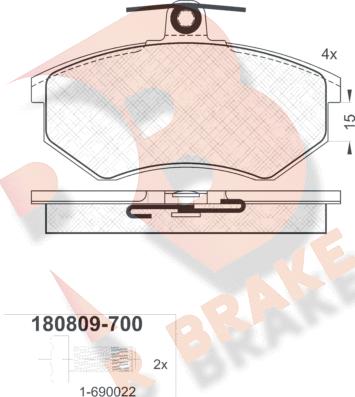 R Brake RB0809-700 - Bremsbelagsatz, Scheibenbremse alexcarstop-ersatzteile.com