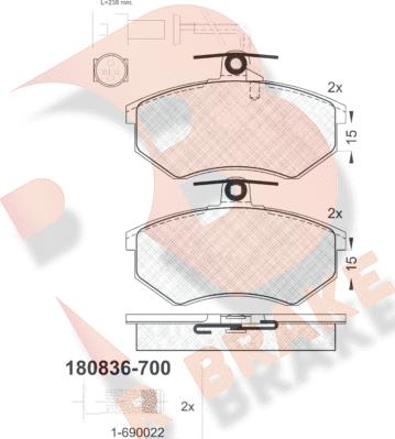 R Brake RB0836-700 - Bremsbelagsatz, Scheibenbremse alexcarstop-ersatzteile.com