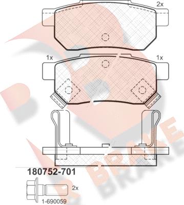 R Brake RB0752-701 - Bremsbelagsatz, Scheibenbremse alexcarstop-ersatzteile.com