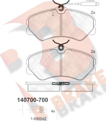 R Brake RB0700-700 - Bremsbelagsatz, Scheibenbremse alexcarstop-ersatzteile.com