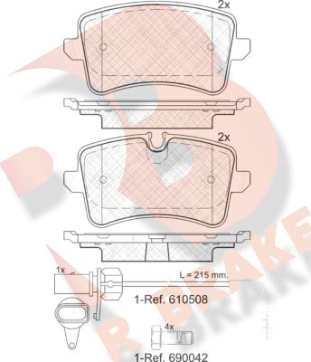 R Brake RB1986-203 - Bremsbelagsatz, Scheibenbremse alexcarstop-ersatzteile.com