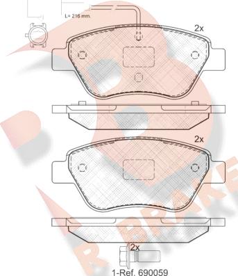 R Brake RB1444-203 - Bremsbelagsatz, Scheibenbremse alexcarstop-ersatzteile.com