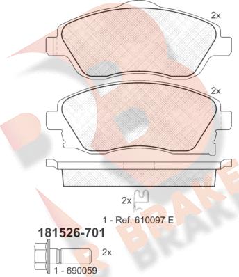 R Brake RB1526-701 - Bremsbelagsatz, Scheibenbremse alexcarstop-ersatzteile.com