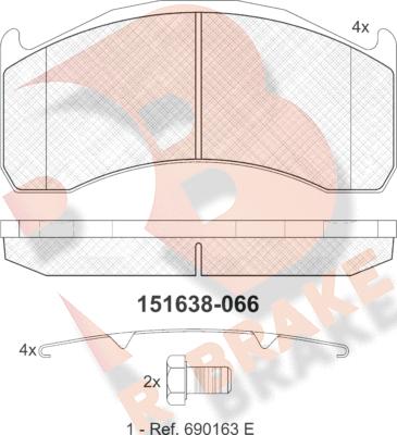 R Brake RB1638-066 - Bremsbelagsatz, Scheibenbremse alexcarstop-ersatzteile.com