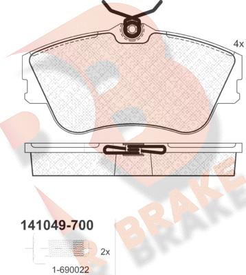 R Brake RB1049-700 - Bremsbelagsatz, Scheibenbremse alexcarstop-ersatzteile.com