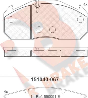 R Brake RB1040 - Bremsbelagsatz, Scheibenbremse alexcarstop-ersatzteile.com