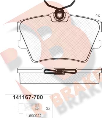 R Brake RB1167-700 - Bremsbelagsatz, Scheibenbremse alexcarstop-ersatzteile.com