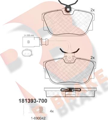 R Brake RB1393-700 - Bremsbelagsatz, Scheibenbremse alexcarstop-ersatzteile.com