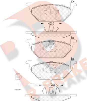 R Brake RB1349 - Bremsbelagsatz, Scheibenbremse alexcarstop-ersatzteile.com