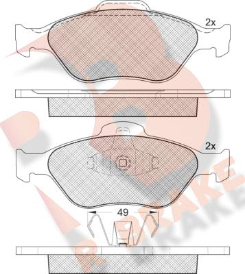 R Brake RB1343 - Bremsbelagsatz, Scheibenbremse alexcarstop-ersatzteile.com