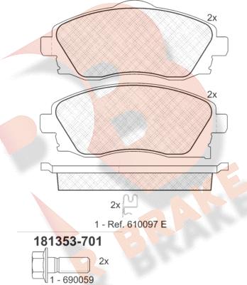 R Brake RB1353-701 - Bremsbelagsatz, Scheibenbremse alexcarstop-ersatzteile.com