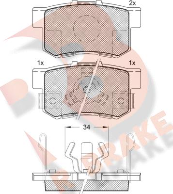 R Brake RB1718 - Bremsbelagsatz, Scheibenbremse alexcarstop-ersatzteile.com