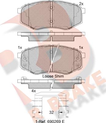 R Brake RB2094 - Bremsbelagsatz, Scheibenbremse alexcarstop-ersatzteile.com