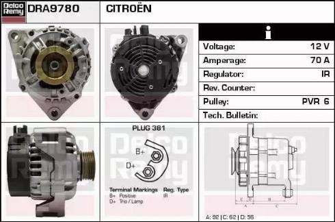 Remy DRA9780 - Generator alexcarstop-ersatzteile.com