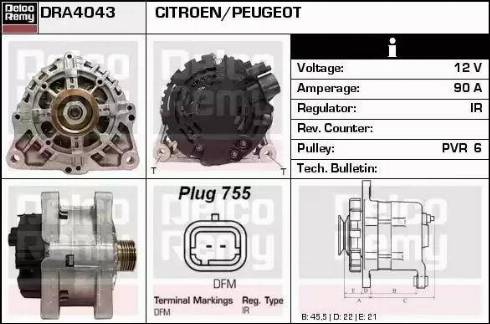 Remy DRA4043 - Generator alexcarstop-ersatzteile.com