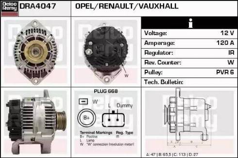 Remy DRA4047 - Generator alexcarstop-ersatzteile.com